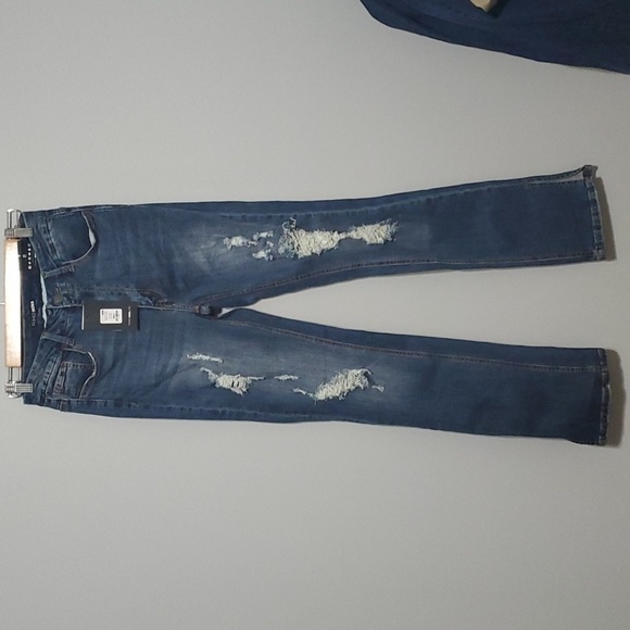 Fashion Nova jeans womens sz  9 nwt destroyed holes distressed ankle sid… - Picture 1 of 16